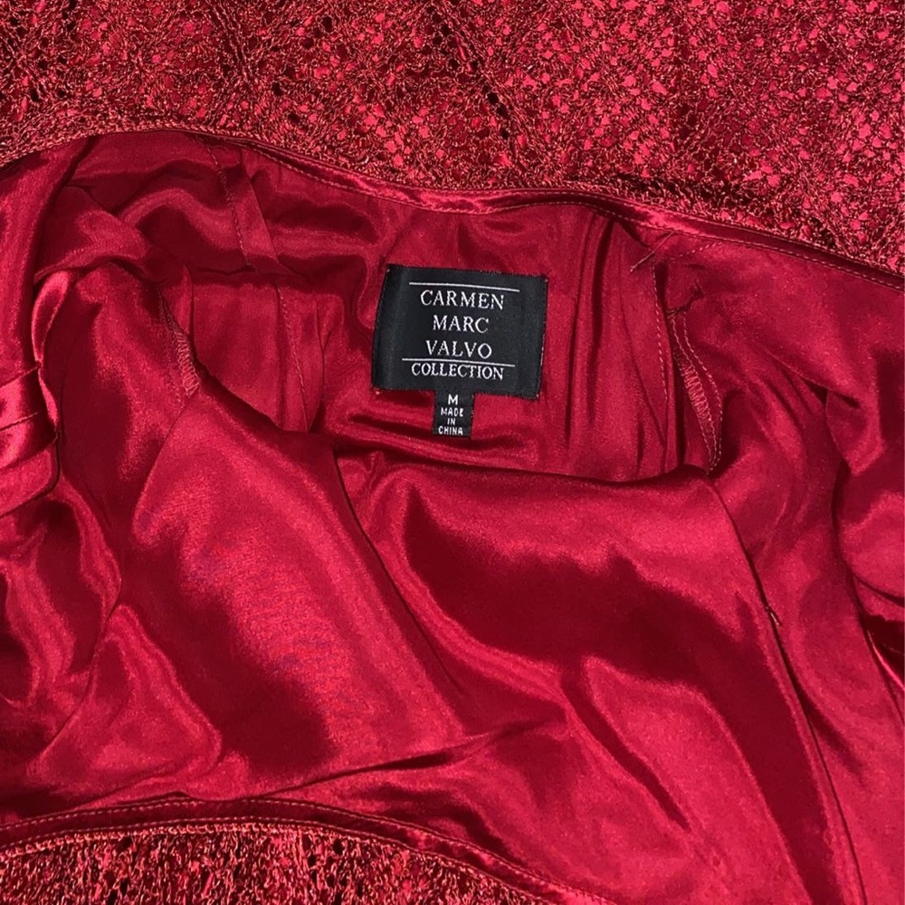 Carmen Marc Valvo-Red Formal/Gown Bead Dress - Picture 5 of 5